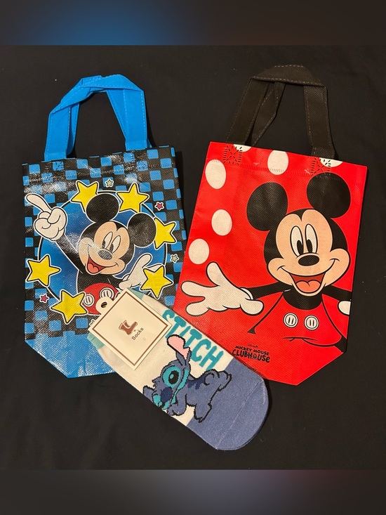 Legacy Other - Legacy Mickey Mouse Reusable Gift Bags Set & Stitch Socks